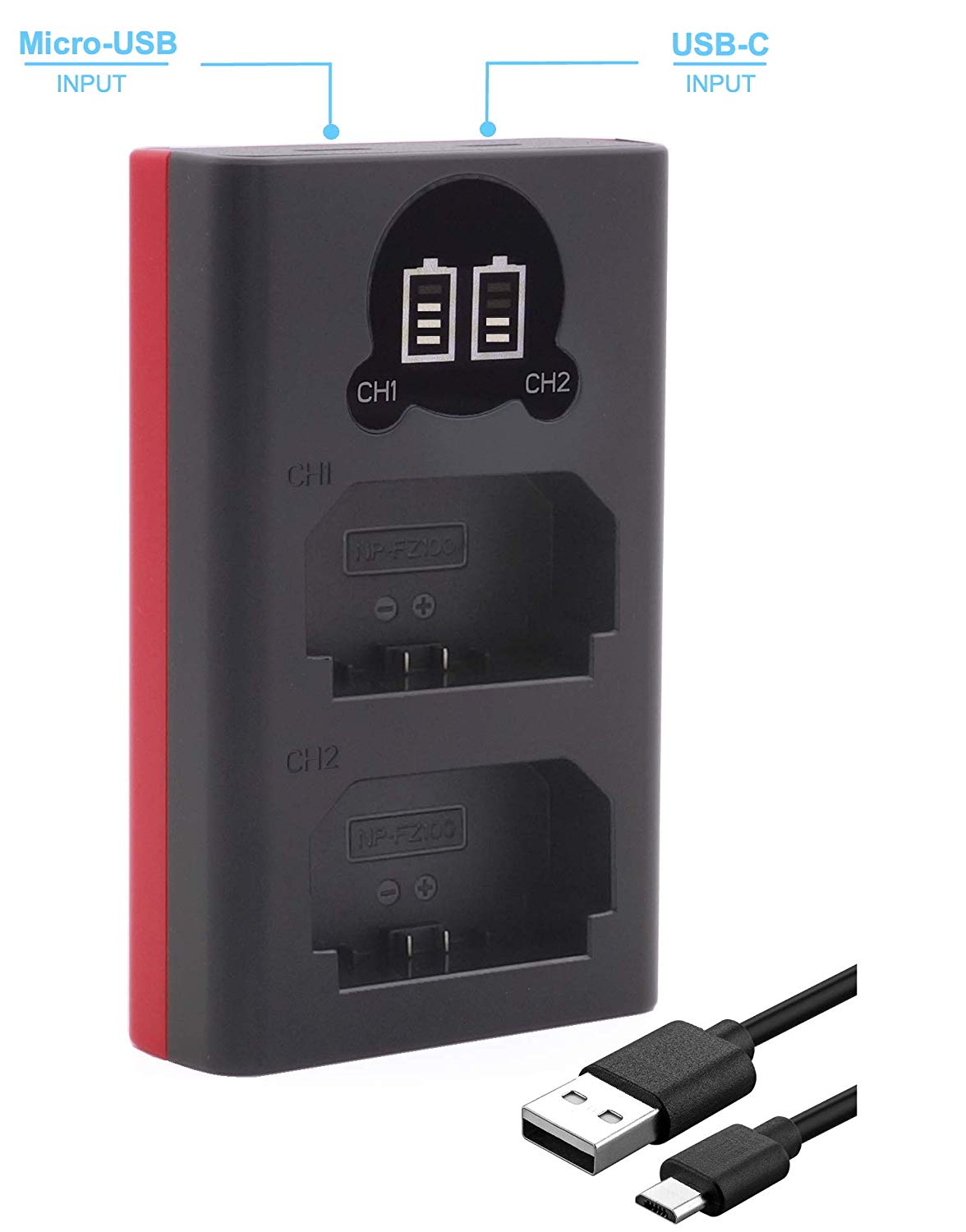 Baxxtar Dual LCD Ladegerät für Akku Sony NP-FZ100