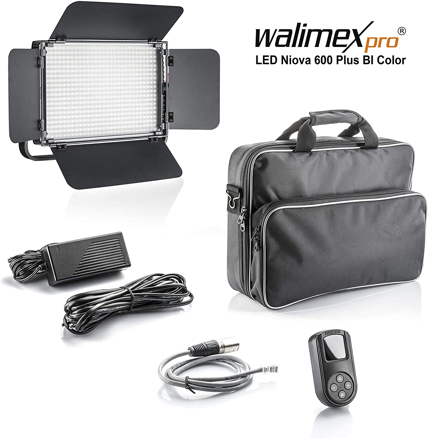 Walimex pro Niova 600 Plus Bi Color – LED Videoleuchte Dauerlicht Flächenleuchte, 36 Watt, 600 LED, dimmbar, 3200-5600K, 4.200 Lumen,