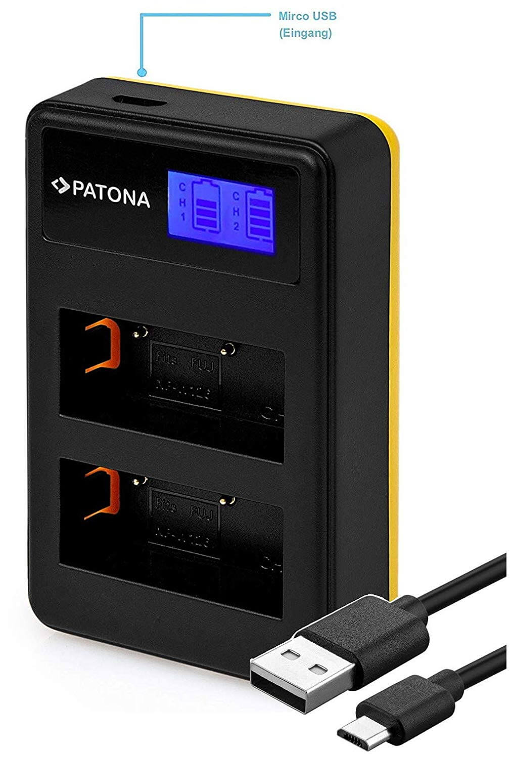 Patona Mini LCD Dualladegerät für Akku Fujifilm NP-W126