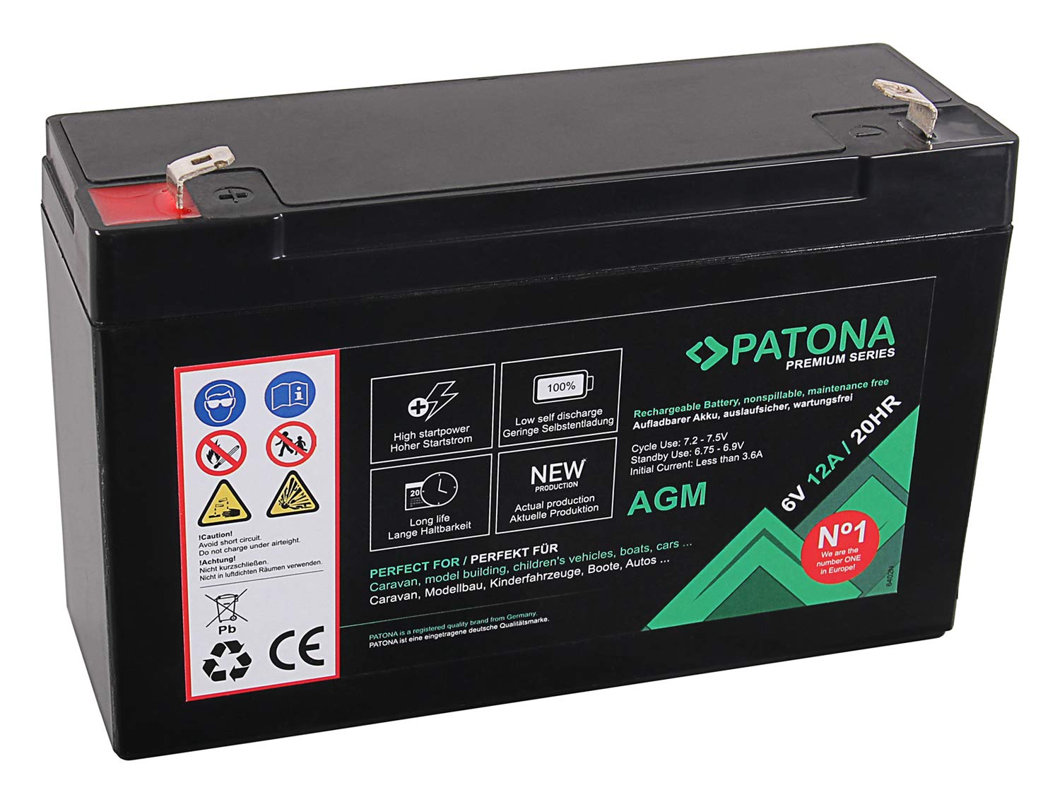Patona Premium AGM 6V 12Ah Blei Batterie