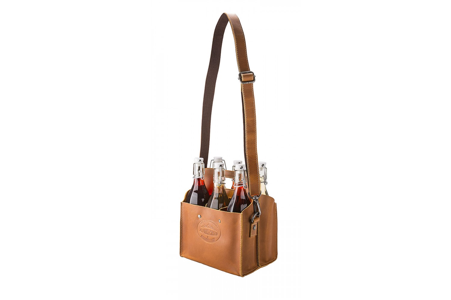 Alpenleder alpensechser Getränkehalter Tasche