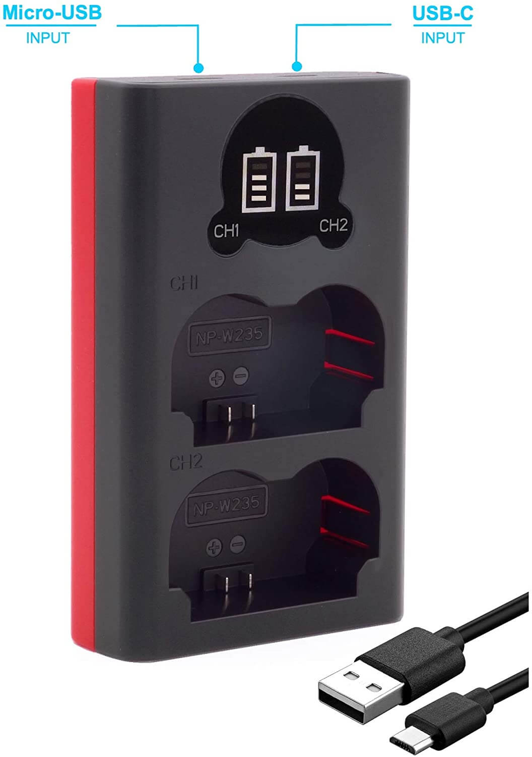 Baxxtar Mini LCD Ladegerät für Akku Fujifilm NP-W235