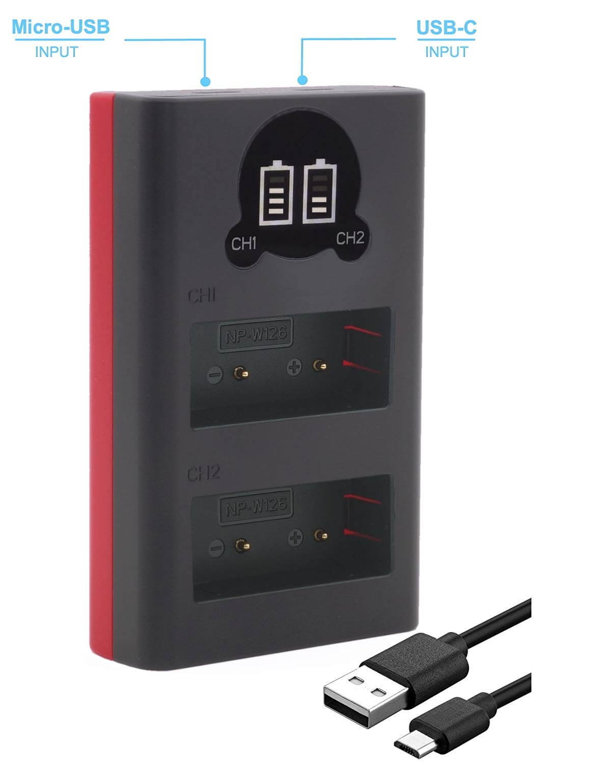 Baxxtar LCD Ladegerät für Akku Fujifilm NP-W126