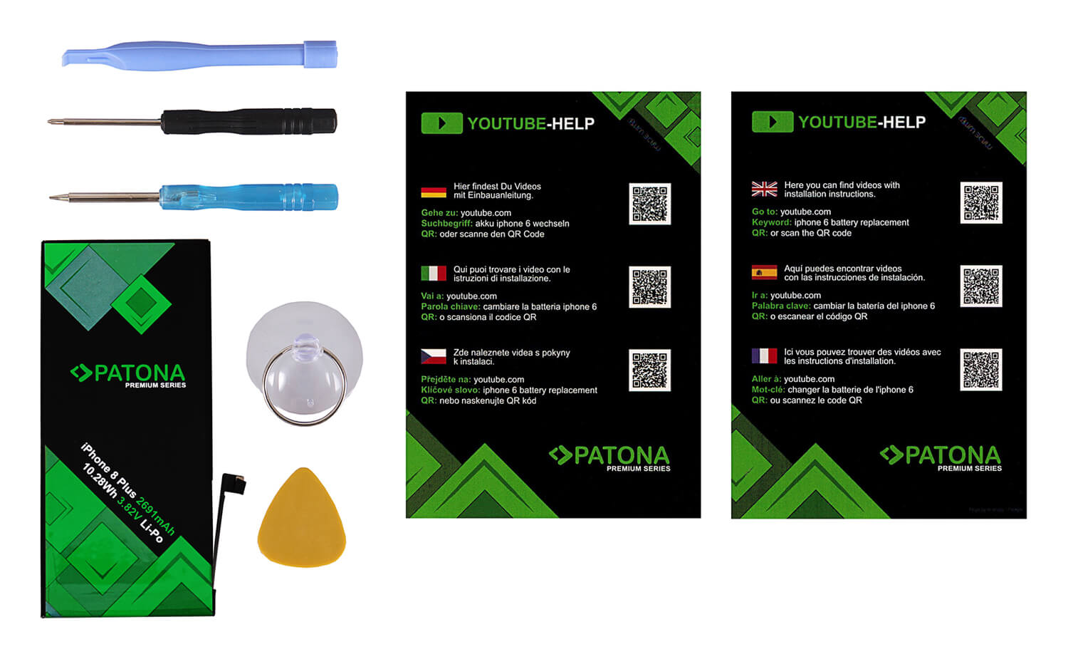 Patona Premium Ersatz für Akku Apple iPhone 8Plus 616-000367 inkl. Werkzeugset