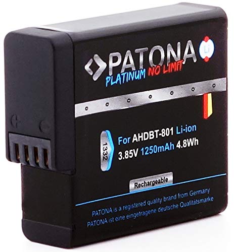 Patona Platinum Ersatz für Akku GoPro AHDBT-801 (1250mAh) für Hero8