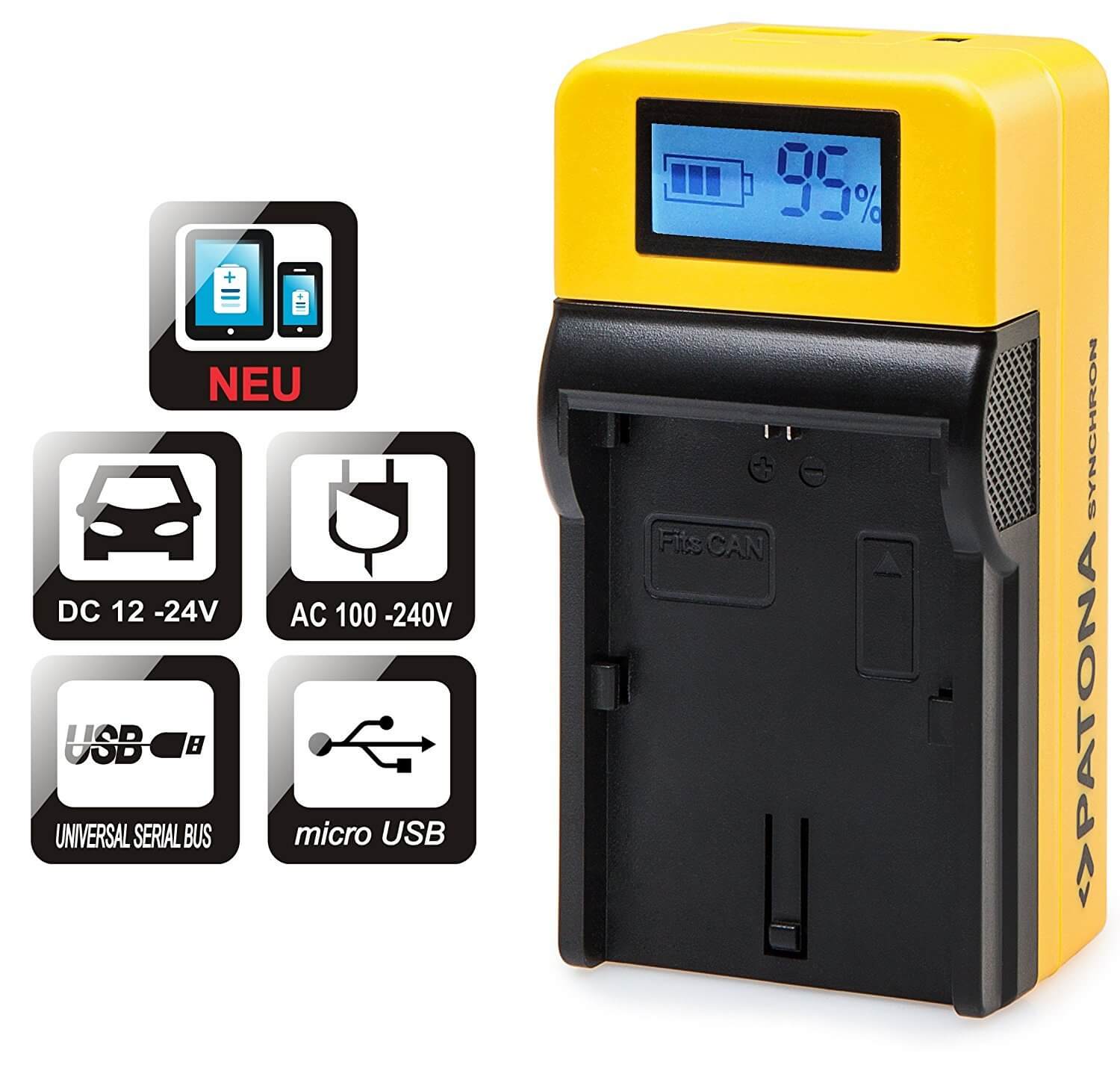 Patona LCD Top Ladegerät für Akku NP-FW50