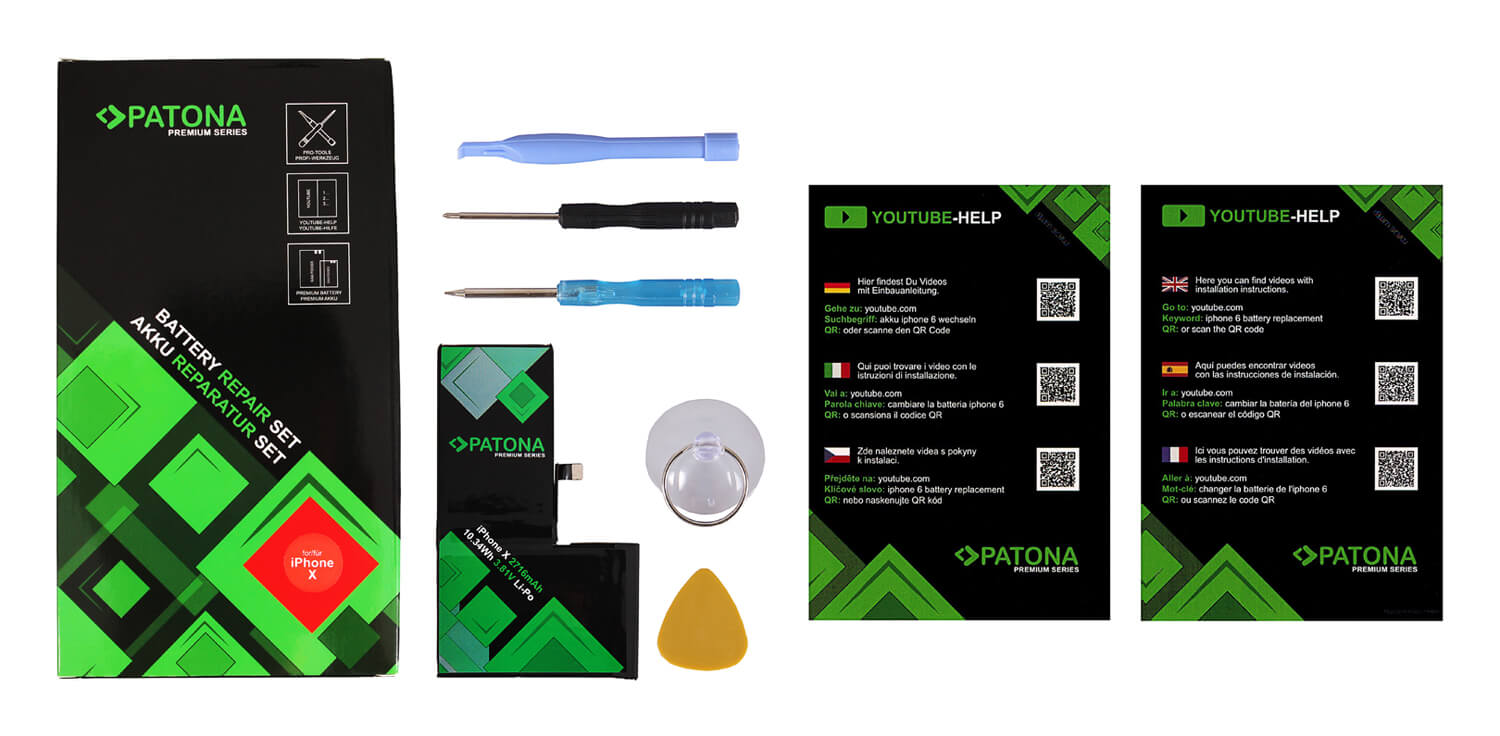 Patona Premium  Ersatz für Akku Apple iPhone X  616-00351 inkl. Werkzeugset