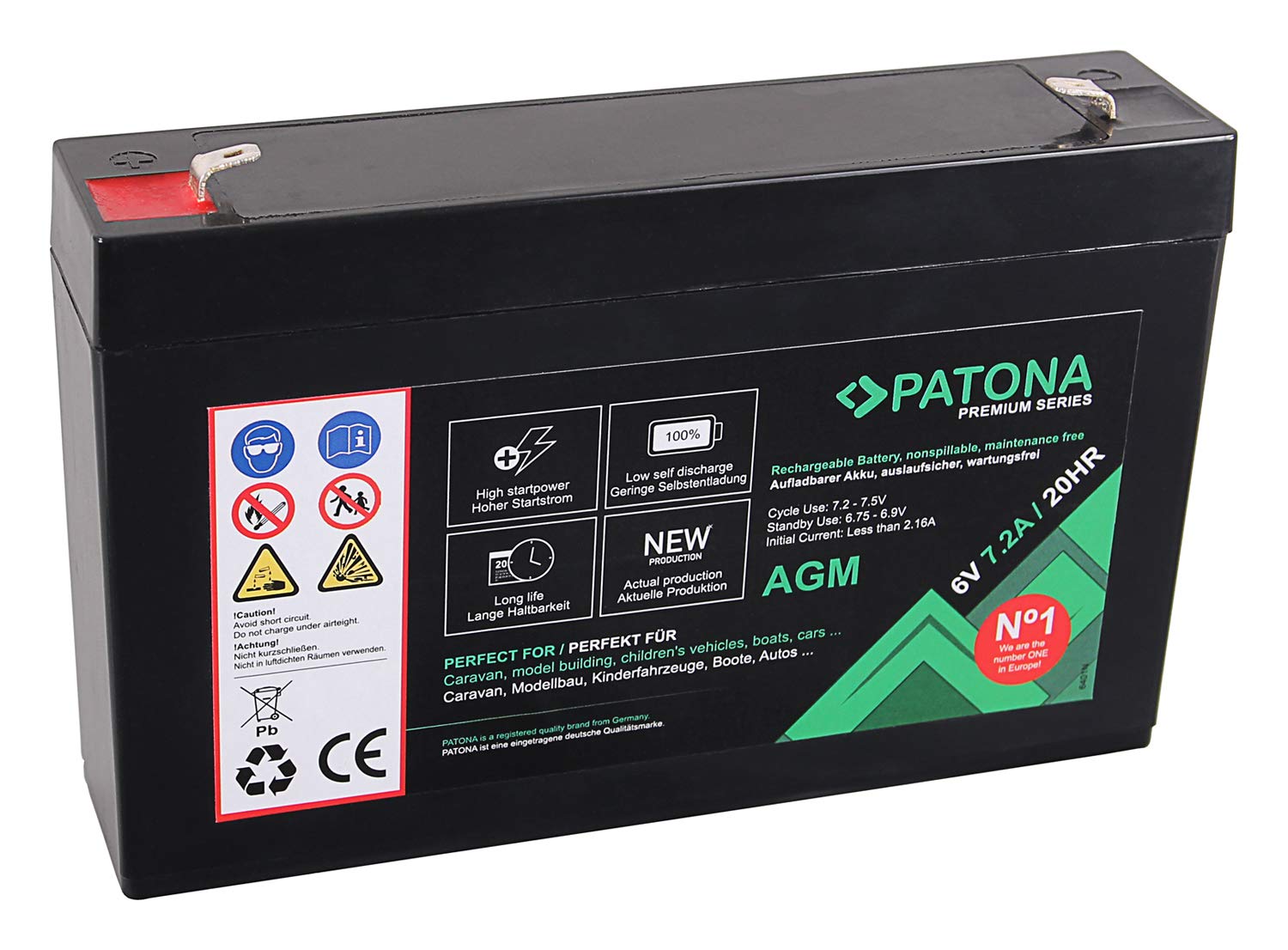 Patona Premium AGM 6V 7.2Ah Blei Batterie