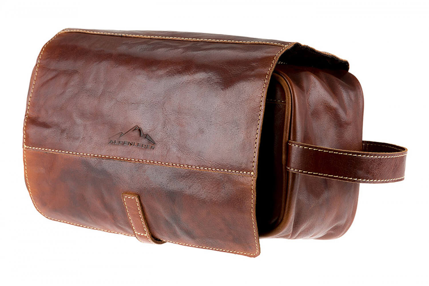 Alpenleder Kulturtasche Roll UP cognac