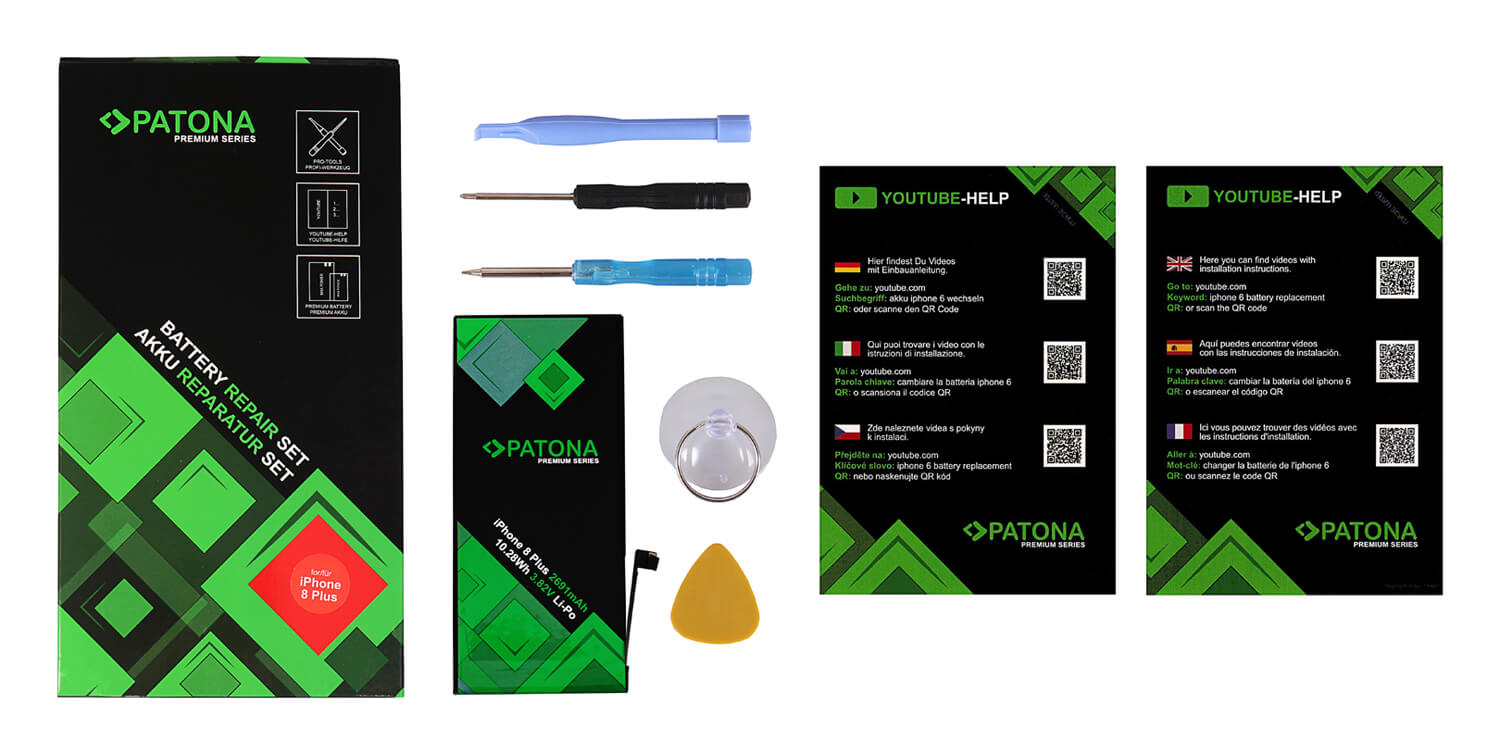 Patona Premium Ersatz für Akku Apple iPhone 8Plus 616-000367 inkl. Werkzeugset