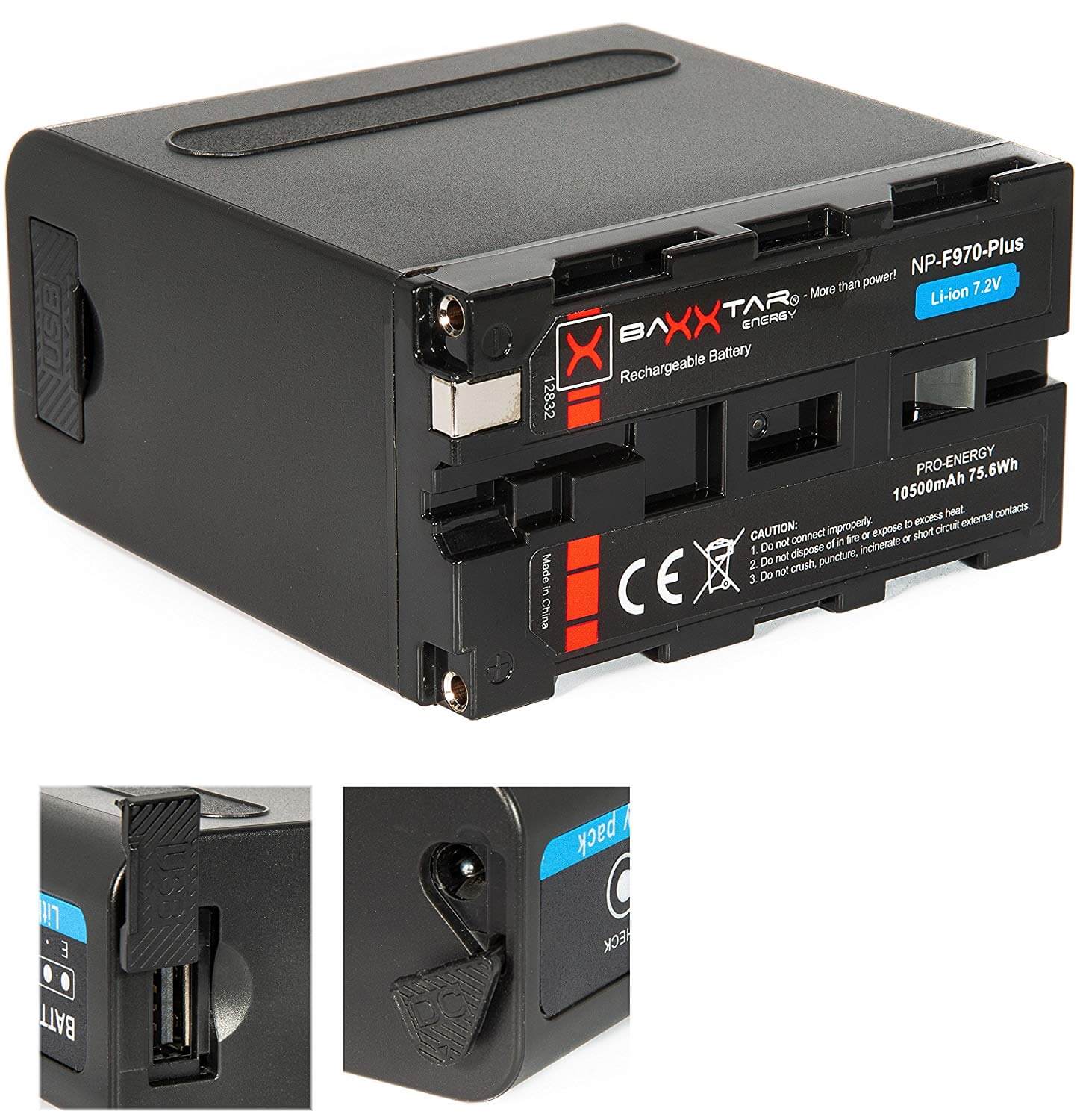 Baxxtar Ersatz für Akku Sony NP-F970 Plus Black Series