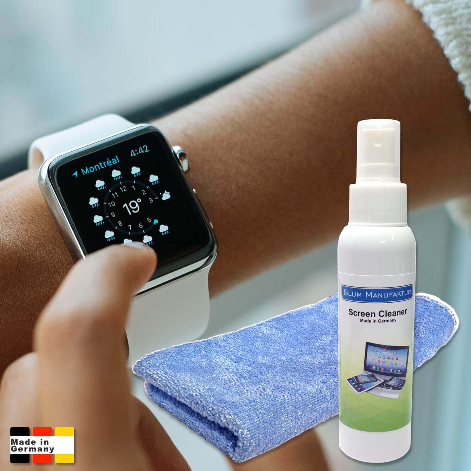 Blum Bildschirmreiniger 100ml + Mikrofasertuch