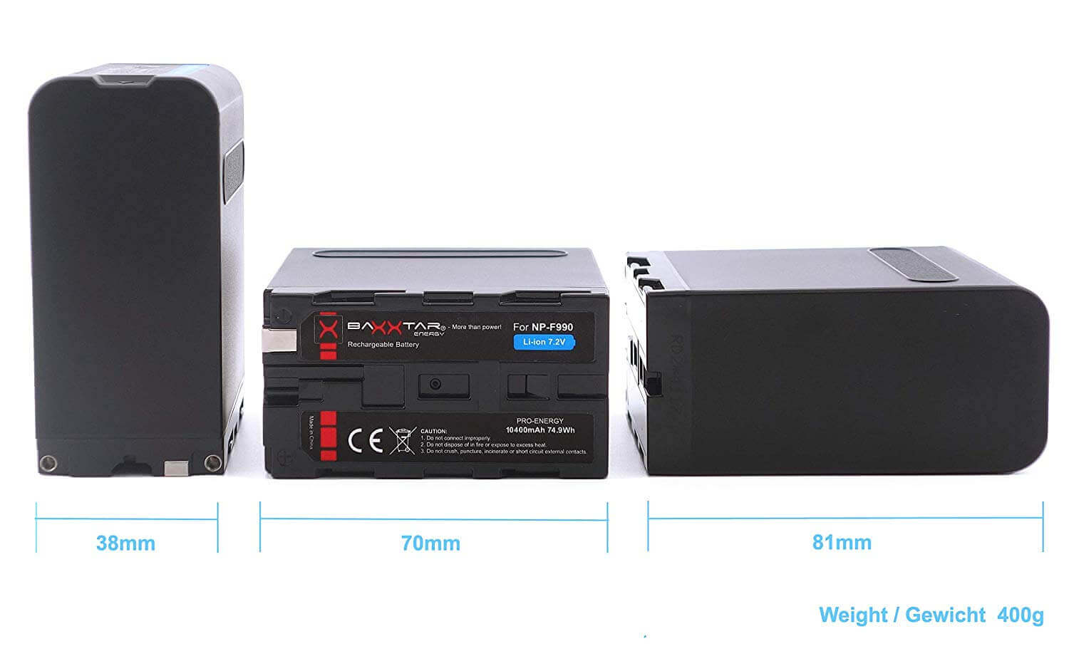 Baxxtar Ersatz für Akku Sony NP-F990 Black Series