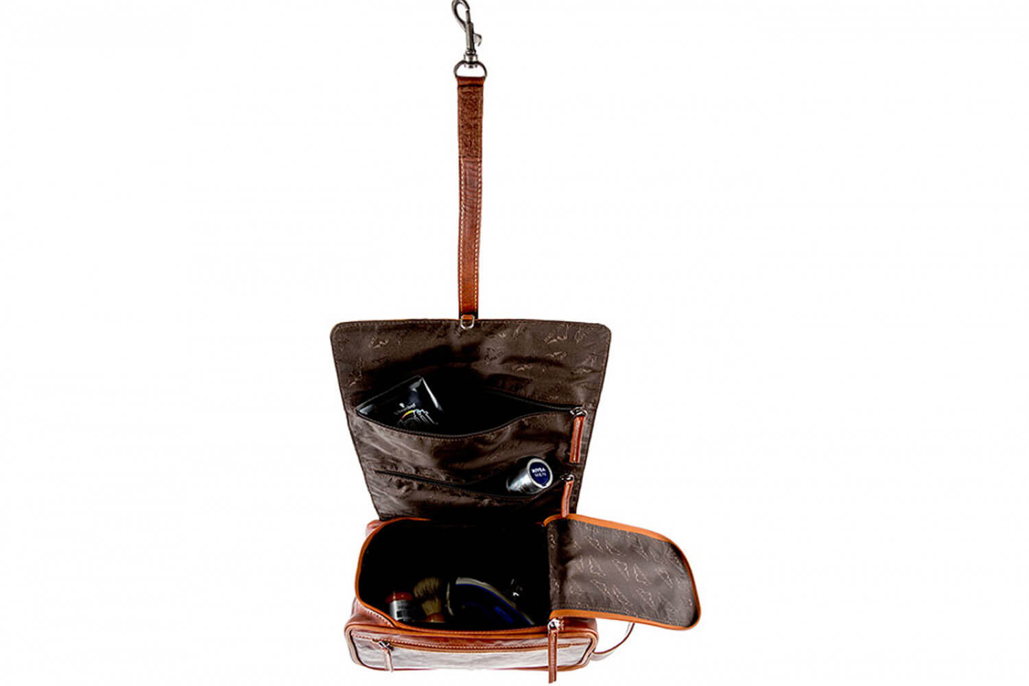 Alpenleder Kulturtasche Roll UP cognac