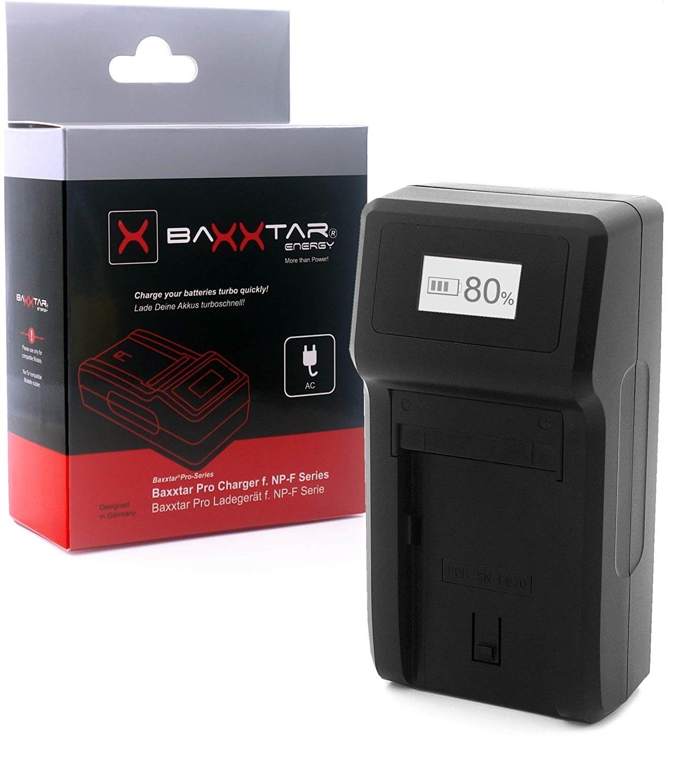 Baxxtar Schnellladegerät für Akku Sony NP-F Serie