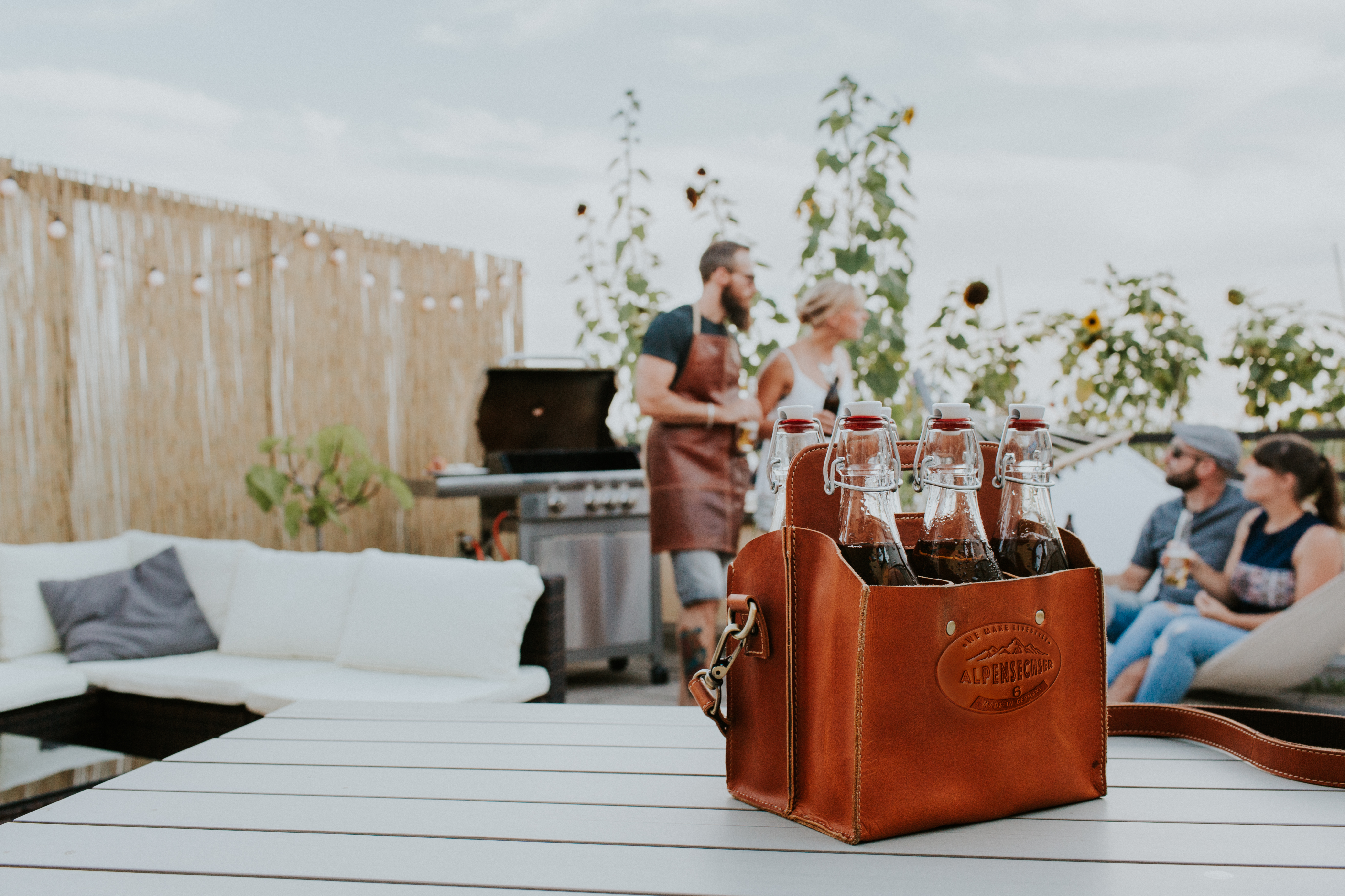 Alpenleder alpensechser Getränkehalter Tasche
