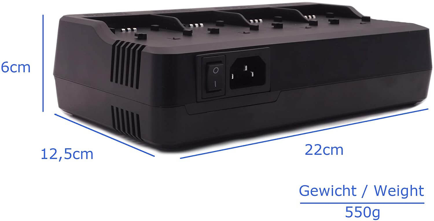 Baxxtar 4 Kanal Ladegerät für Sony NP-F Akkus