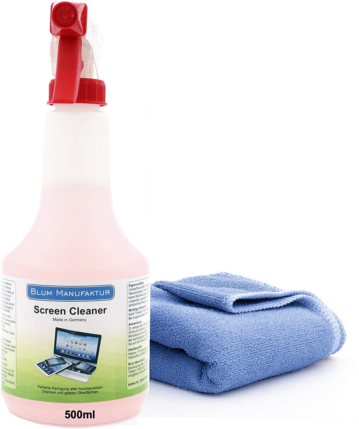 Blum Bildschirmreiniger 500ml + Mikrofasertuch